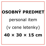 Batoh do lietadla – personal item (v cene letenky) 40 × 30 × 15 cm 